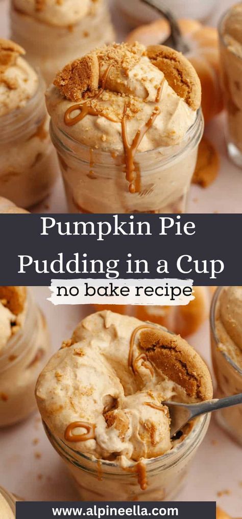 These are the best pumpkin pie cups! They're a fun twist on pumpkin pie, made with homemade pumpkin pudding, cookie butter and gingersnap cookies. This is a fun no bake dessert, based on the amazing pumpkin pudding from Magnolia Bakery! Easy No Bake Pumpkin Pie, Pumpkin Pie Cups, The Best Pumpkin Pie, Pie Cups, Pumpkin Pie Spice Recipe, Easy Pumpkin Dessert, Pie Spice Recipe, No Bake Pumpkin, Biscoff Cookie Butter