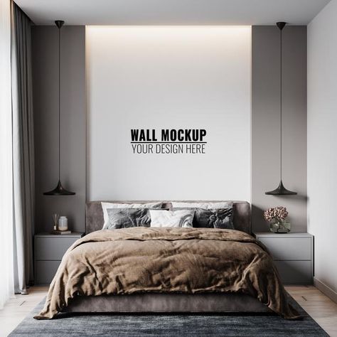 Wall mockup in bedroom interior | Free Psd #Freepik #freepsd #wall #furniture #room #interior Kids Bedroom Walls, Wall Mockup, Wall Furniture, Free Psd Files, Furniture Room, Kids Room Wallpaper, Room Wallpaper, Bed Room, Free Psd