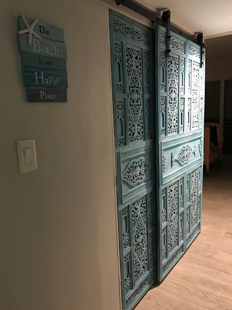 Barn Door Using Original Door, Fairytale Furniture, Wood Carved Door, Carved Farmhouse Door, Carved Wood Interior Doors, Barn Door Ideas, Penthouse Ideas, Carved Wood Barn Door, Side Extension