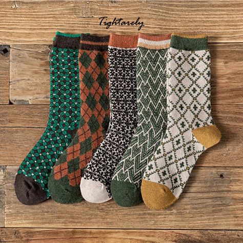 Fashion Vintage Floral Cotton Socks – Winterduet Winter Wrap, Halloween Costume Accessories, Socks For Women, Long Socks, Cotton Socks, Geometric Designs, Winter Wear, Stylish Accessories, Socks Women