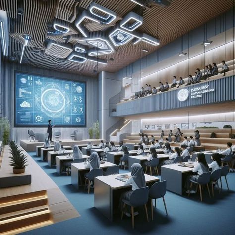 Luxury School Classroom, Dorm Building Aesthetic, Luxury Classroom, Futuristic Classroom, Futuristic Hospital, Futuristic School, Hospital Design Architecture, Future Technology Concept, Aa School