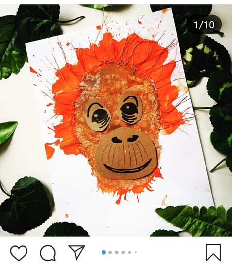 Orangutan Craft, Orangutan Art, Amazon Rainforest Animals, Ape Art, Jungle Crafts, Craft Soda, Rainforest Animals, Jungle Art, Animal Activities