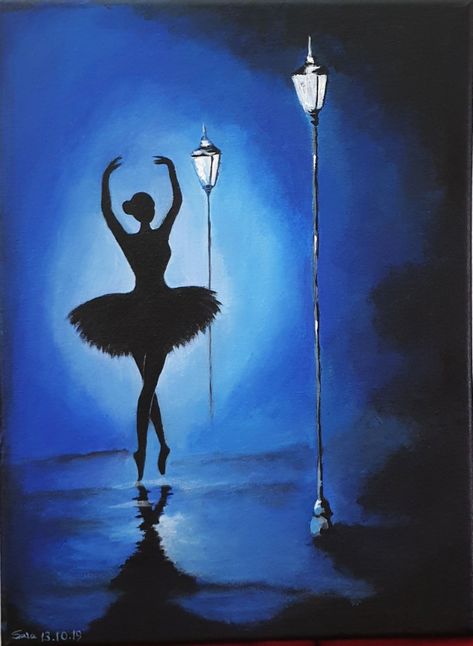 Silloettes Art, Dancer Painting Easy, Ballerina Painting Easy, Ballerina Painting Acrylic, Ballerina Canvas Painting Easy, Ballerina Silhouette Painting, Ballerina Dancing Painting, Shadow Painting, Ballerina Painting