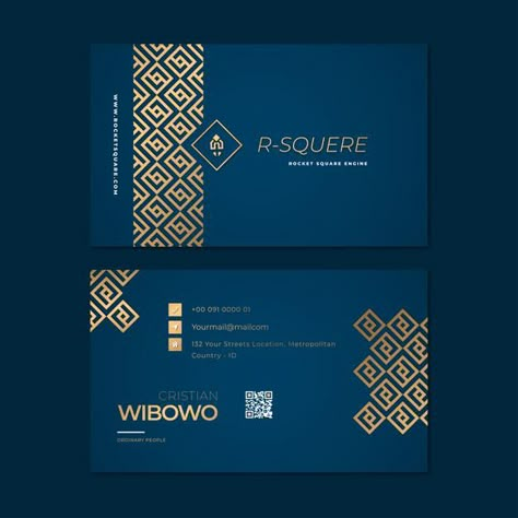 Simple beautiful dark blue nad gold busi... | Premium Vector #Freepik #vector #background #logo #business #abstract Blue And Gold Logo Design, Dark Blue Branding Design, Luxury Business Cards Gold, Gold Card Design, Blue And Gold Logo, Blue Branding, Business Cards Layout, Blue Business Card, Create Business Cards