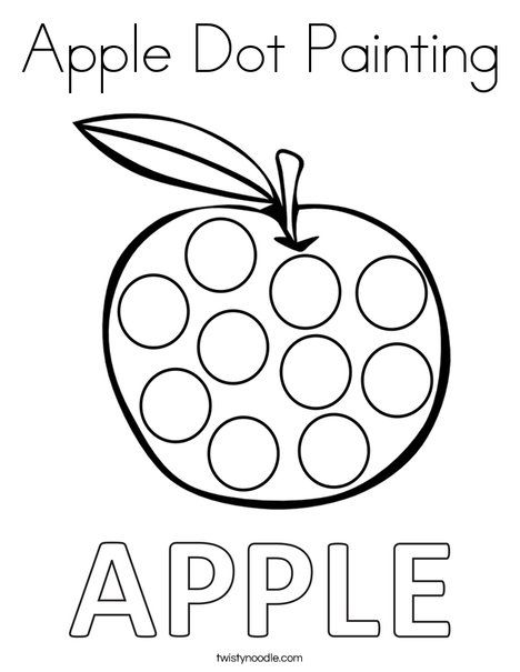 Apple Dot Painting Coloring Page - Twisty Noodle Apple Dot Painting, Painting Worksheet, Apple Coloring Page, Paint Coloring Pages, Apple Lessons, Preschool Crafts Fall, Holiday Worksheets, Apple Preschool, Twisty Noodle