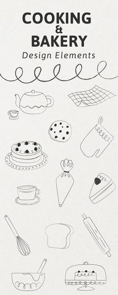 Bakery Doodles, Bakery Elements, Bakery Pattern, Patisserie Logo, Art Notes, Bakery Food, Italian Bakery, Making Collage, Cute Doodle