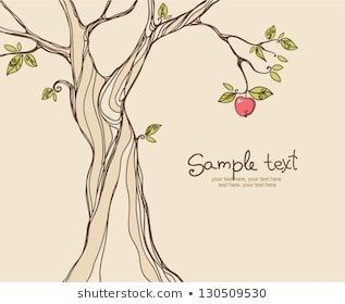 Apple Tree Drawing, Roots Drawing, Apple Drawing, Tree Drawing Simple, Drawing Apple, Tree Doodle, Cartoon Trees, Tree Sketches, Winter Illustration