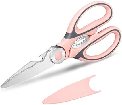 Amazon.com: SYMGILA Kitchen Shears Scissors Heavy Duty, Kitchen Scissor Multi-Purpose Stainless Steel Sharp, Kitchen Scissors for Chicken/Poultry/Meat/Vegetables/Herbs/BBQ (Pink) : Home & Kitchen Pink Scissors, Leg Chain, Organisation Hacks, Kitchen Shears, Cut Sweatshirts, Pink Kitchen, Kitchen Scissors, Long Socks, Kitchen Knives