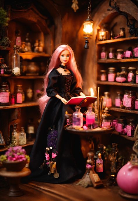 Barbie 
Barbie doll 
Barbie aesthetic 
Barbie witch 
Barbie apothecary 
Apothecary aesthetic 
Apothecary 
Pink apothecary 
Witch apothecary 
Witch aesthetic 
Witch 
Pink world 
Pink aesthetic Evil Barbie, Barbie Witch, Vampire Barbie, Barbie Halloween, Barbie Diorama, Fantasy Doll, Ken Doll, Halloween Displays, Pink Halloween