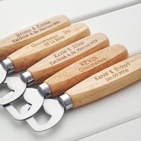 "❤ This Original Wood Bottle Openers are the perfect Wedding Favor, Baby Shower Gift or beautiful Gift for every Occasion ❤ It is made of Natural Wood and can be engraved with a logo or your own Text ❤ Wood brings a wonderful warm and natural ambiance into your living space ❤ These beautiful bottle opener is a practical favor for any type of event ❤ Bulk packed in a transparent opp bag ❤ Size: length about 14.5 cm RETURNS ♥Since our products are custom made just for you they can't be returned. ♥ Ideas For Wedding Gifts, Wedding Favours Bottles, Unique Bottle Openers, Wood Bottle Opener, Wedding Bottle Opener Favors, Wedding Bottle Opener, Personalized Wine Bottles, Custom Bottle Opener, Wooden Bottle Opener