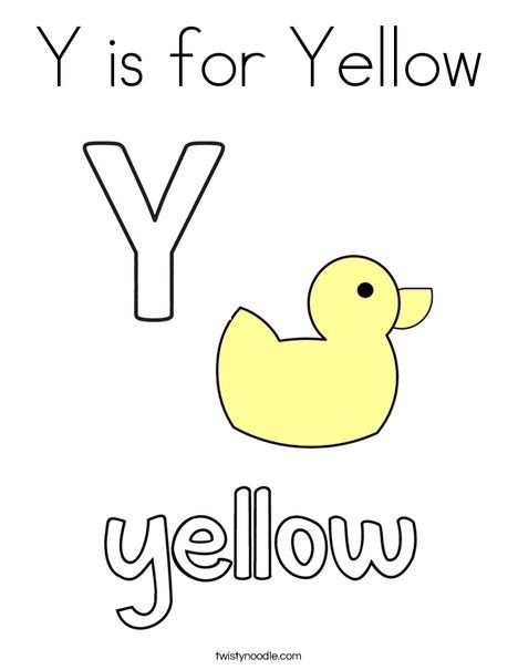 Y is for Yellow Coloring Page - Twisty Noodle Y Is For Yellow Preschool, Yellow Crafts Preschool, Yellow Coloring Page, Y Is For Yellow, Letter Y Worksheets, English Worksheets For Kindergarten, Twisty Noodle, Infant Classroom, Color Unit