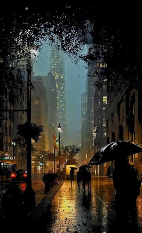 Walking Down The Street, Night City, In The Rain, Rainy Day, The Rain, At Night, Walking