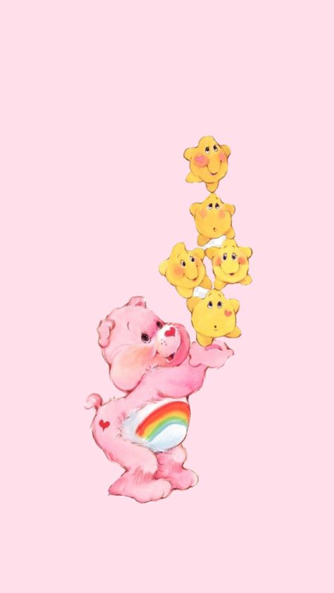 Cute Bears Aesthetic, Care Bear Iphone Wallpaper, Pink Care Bear Wallpaper, Old Care Bears, Care Bear Wallpaper, Care Bear Nursery, Care Bears Phone Wallpaper, Tenderheart Bear, Care Bears Desktop Wallpaper