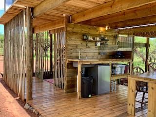 Hut on poles in the bush (two) @ Mudhouse Zululand - Treehouses for Rent in Hluhluwe, KwaZulu-Natal, South Africa - Airbnb Treehouse Airbnb, Kwazulu Natal, Hunting Lodge, Camping Decor, Outdoor Hunting, The Bush, Tree Tops, Giraffes, Zebras