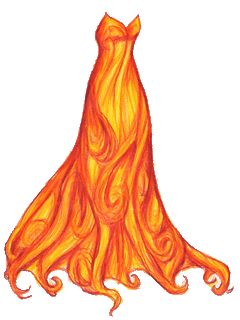 Strapless Fire Gown in Orange and Red | Liana's Paper Dolls Fire Gown, Fantasy Dress Drawing, Fire Theme, Artist Problems, Fashion Illustration Collage, Dress Illustration, Theme Dress, Magic Aesthetic, Paper Dolls Printable