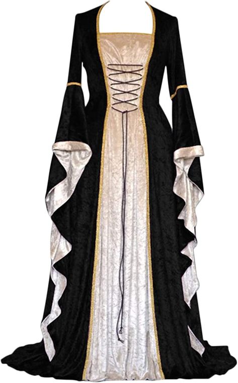 AmazonSmile: Womens Renaissance Medieval Costume Dress Lace up Irish Over Long Dresses Cosplay Retro Gown : Clothing, Shoes & Jewelry The Suits, Vestidos Retro, Summer Pants Women, Punk Dress, European Dress, Victorian Costume, Cropped Pants Women, Medieval Costume, Medieval Dress