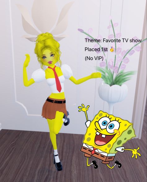 #spongebob #dresstoimpress #dresstoimpressideas Spongebob Dti Outfit, Sponge Bob Dress To Impress Outfit, Dti Fav Tv Show, Fav Show Dress To Impress, Dress To Impress Funny Outfits, Spongebob Dress To Impress, Dress To Impress Favorite Color, Dress To Impress Favorite Show, Favorite Item Dress To Impress