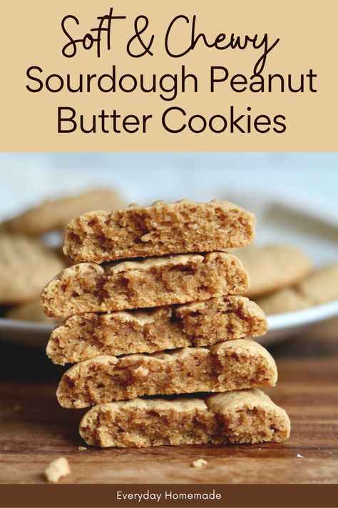 Discover the best Soft and Chewy Sourdough Peanut Butter Cookies! Use sourdough discard for an easy, same-day recipe. With the goodness of natural peanut butter, these sourdough cookies offer a delightful blend of soft, chewy, and salty-sweet goodness. Elevate your cookie game effortlessly for a delicious dessert or snack. Discard Peanut Butter Cookies, Sour Dough Discard Peanut Butter Cookies, Discarded Sourdough Starter Cookie Recipes, Sourdough Peanut Butter Chocolate Chip Cookies, Discard Cookies Easy, Healthy Sourdough Cookies, Sourdough Discard Biscotti Recipes, Peanut Butter Sourdough Cookies, Sourdough Discard Deserts