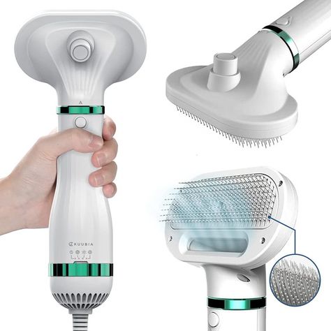 Dog Hair Dryer for Dogs & Cats | Portable and Quiet 2 in 1 Pet Hair Dryer with Self Cleaning Slicker Brush | Cat & Dog Blower Grooming Dryer | Professional Pet Blow Dryer | Adjustable Temperature Dog Blow Dryer, Dog Bath Tub, Dog Dryer, Dog Hair Dryer, Pet Hair Dryer, Bathing Products, Small Sized Dogs, Slicker Brush, Hair Dryer Brush