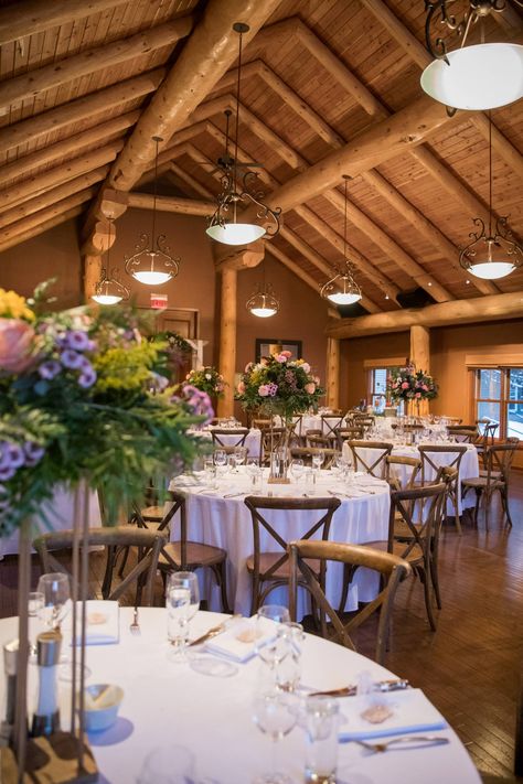 Lodge Reception, Banff Wedding Venues, Banff Wedding Reception, Buffalo Wedding Venues, Lodge Wedding Reception, Mountain Lodge Telluride Wedding, Wedding Fireplace, Winter Wedding Venues, Rustic Mountain Wedding