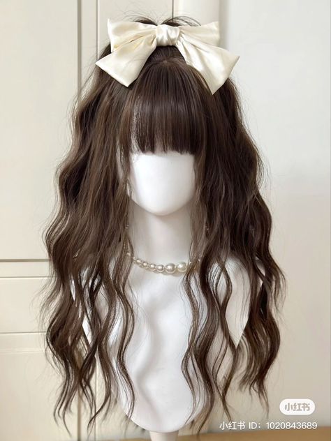 Pretty Hair Cuts, Hairstyle Examples, Hair Style Korea, Hair Inspiration Long, Cosplay Hair, Kawaii Hairstyles, Trendy Hairstyle, Ribbon Hairstyle, Pretty Hair Color