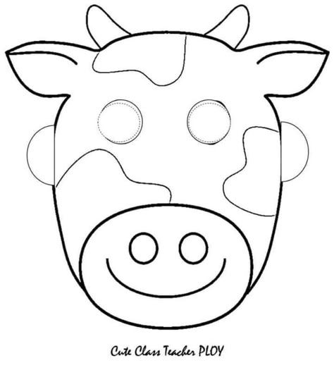 Masky Na Masopust, Masquerade Mask Template, Paper Plate Masks, Cow Mask, Farm Animals Preschool, Animal Masks For Kids, Paper Plate Animals, Cow Craft, Farm Animal Crafts