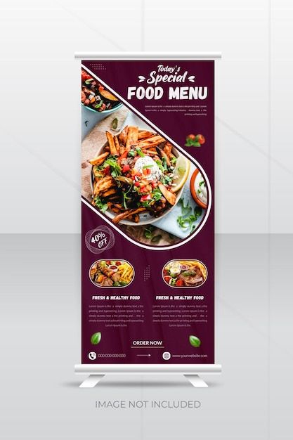 Food Roll Up Banner, Standing Banner Design, Roll Up Banner Design, Standee Design, Roll Up Design, Roll Up Banner, Advanced Workout, Graphics Design Ideas, Food Menu Design