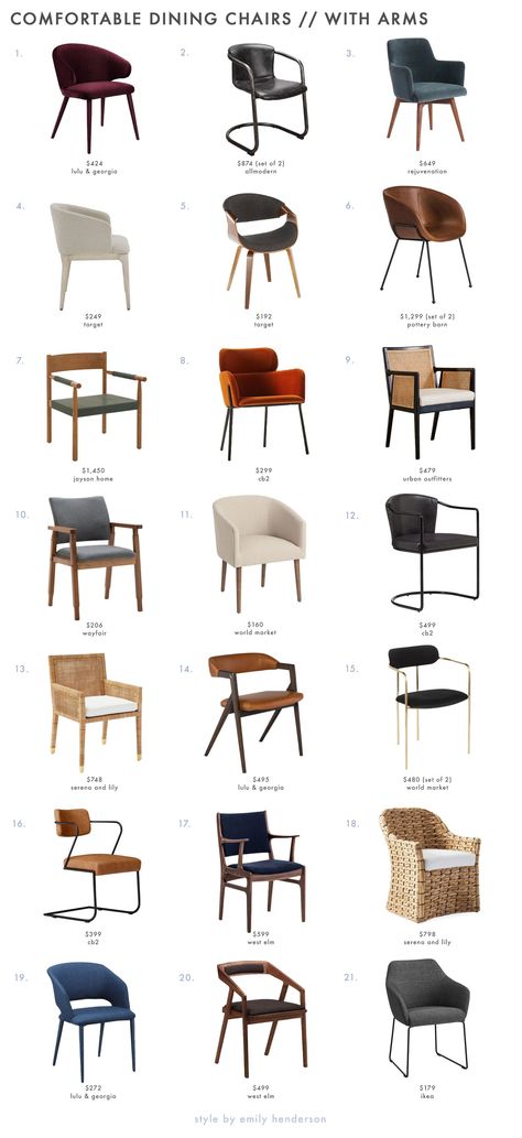 Feminine Conference Room, Arm Chair Dining Room, Dining Chairs Comfortable, Comfortable Dining Chairs With Arms, Dining Chair Inspiration, Restaurant Furniture Design Chairs, Most Comfortable Dining Chairs, Comfortable Kitchen Chairs, Chairs For Round Dining Table