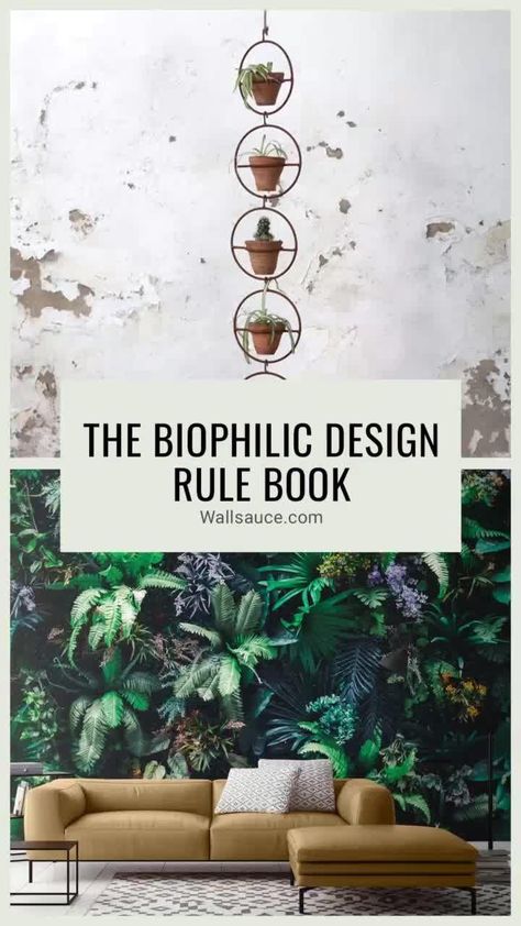 If you love all things natural and are passionate about sustainability, then click here to read more! Biophilic design is one of the latest interior crazes and consists of nature wallpapers, biophilic colours, hanging plants and more! #natureinteriordesign #naturalhomeinspiration Small Indoor Garden, Wall Wallpapers, Natural Wood Decor, Mountain Wall Mural, Forest Mural, Connection With Nature, Natural Stone Wall, Forest Wall Mural, Biophilic Design