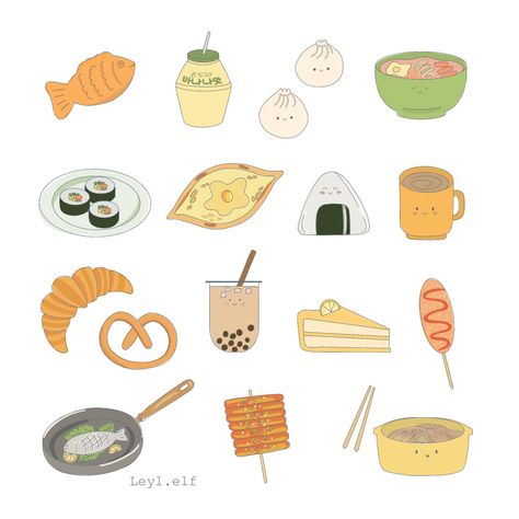 Drawing art digital art doodle Korean Food Drawing Cute, Asian Food Drawing, Korean Food Drawing, Food Drawing Easy, Painting Illustration Art, Costume Design Sketch, Food Doodles, Food Drawing, Food Illustrations