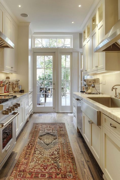 Narrow Kitchens, Small Galley Kitchen Ideas Narrow, Galley Kitchen Ideas Narrow, Kitchen Patio Doors, Galley Kitchen Ideas, Galley Kitchen Layout, Small Galley Kitchen, Kitchen Layout Ideas, Kitchen Cabinetry Design