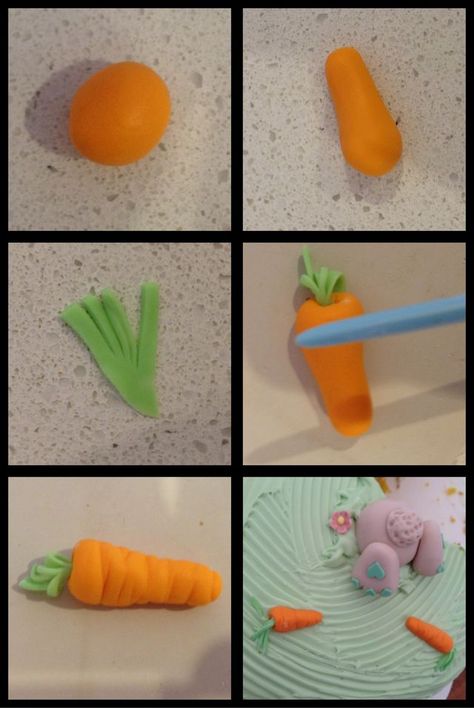 Cupcakes Decoration Tutorial, Cake Carrot, Peter Rabbit Cake, Cupcakes Fondant, Rabbit Cake, Garden Cakes, Fondant Animals, Easter Cake, Fondant Tutorial