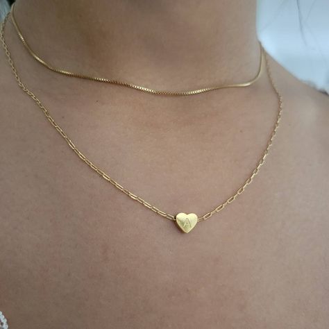 Boyfriend Necklace, Dainty Initial Necklace, Heart Necklaces, Gold Anniversary, Necklace Heart, Girls Necklaces, Personalized Initials, Small Earrings, Necklaces For Women