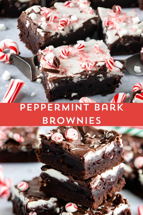 Dive into the holiday spirit with our Peppermint Bark Brownies! 🍫✨ These rich, fudgy brownies are topped with a layer of luscious peppermint bark, creating a perfect blend of chocolatey goodness and festive cheer. 🎄🍬 Share the joy this season and treat yourself to the ultimate holiday indulgence! 🌟 #HolidayTreats #PeppermintBark #BrownieLove 🎅🤶 Joanna Gaines Peppermint Bark Recipe, Peppermint Mocha Brownies, Peppermint Baked Goods, Dark Chocolate Peppermint Bark Recipe, Peppermint Bark Desserts, Christmas Baking Brownies, Peppermint Bark Cupcakes, Dark Chocolate Peppermint Bark, Winter Dessert Ideas