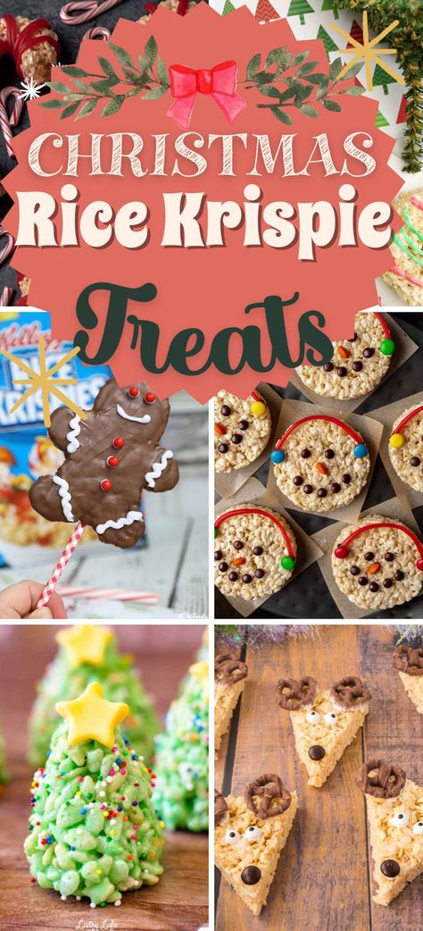 christmas rice krispie treats Krispy Treats Recipe, Rice Krispie Christmas, Easy Festive Desserts, Christmas Rice Krispie Treats, Krispie Treats Christmas, Homemade Holiday Treats, Rice Krispie Treats Christmas, Christmas Rice, Christmas Food Crafts