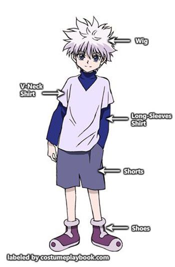 Most anime cosplays are super complicated, but Killua is one of the exceptions! Costume guide here: http://costumeplaybook.com/anime/3819-killua-hunter-x-hunter-cosplay/ Simple Anime Cosplay Outfits, Anime Easy Cosplay, Hunter X Hunter Outfits, Easy Anime Characters To Cosplay, Killua Halloween Costume, Easy Anime Halloween Costumes, Anime Character Costumes Halloween, Anime Character Halloween Costume, Anime Costume Ideas Halloween