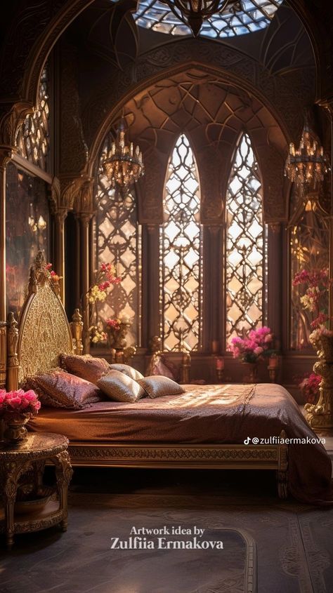 Arabian Bedroom Ideas, Arabic Dp, Elven Bedroom, Arabian Bedroom, Arabian Interior, Hogwarts Common Rooms, Castle Life, Astral Realm, Middle Eastern Decor