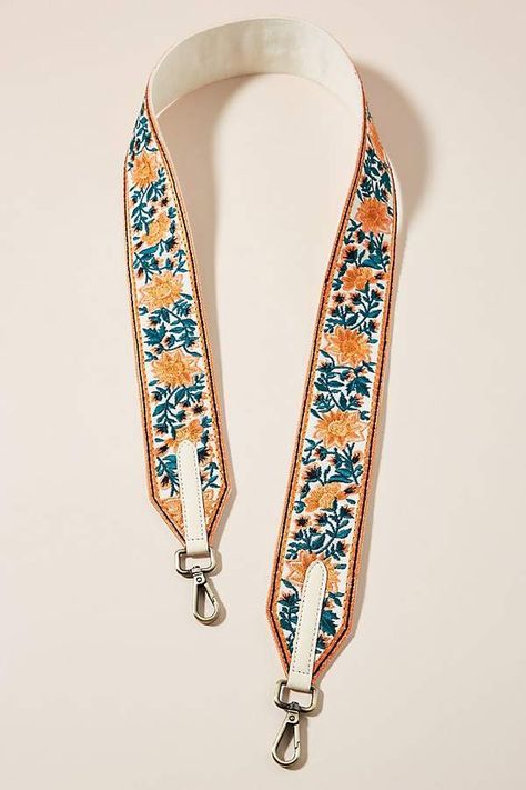 Madeline Embroidered Bag Strap By Anthropologie, #Anthropologie, commission link Diy Bag Strap, Boho Texture, Sac Diy, Diy Bags Purses, Potli Bags, Embroidery Bags, Floral Bags, Boho Purses, Ukelele