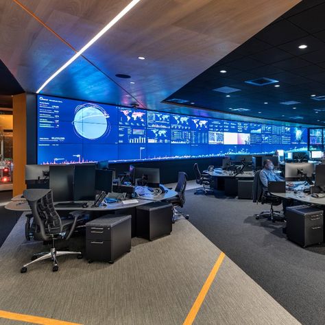 Tech Company Building, Corporate Building Interior, Technology Office Design, Control Room Design, Technology Room, Headquarters Design, High Tech Interior, Architecture Technology, Edge Computing