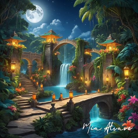 Magical Tropical Paradise by Mia Learning to use http://leonardo.ai @LeonardoAi_ #ai #aiart #digitalart #fantasyart #aiartwork #aiartcommuity Easy Outdoor Projects, Stone Walkway, Backyard Paradise, Story Board, Fantasy Places, Tropical Paradise, Heaven On Earth, Outdoor Projects, Fantasy World