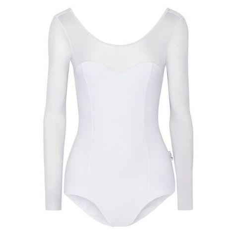 Ballet Beautiful Mesh-paneled stretch leotard ❤ liked on Polyvore featuring activewear and ballet beautiful Sweetheart Neckline Shirt, White Mesh Shirt, Ballet Shirts, White Leotard, Ballet Top, Leotards Ballet, Ballet Beautiful, Dance Leotards, Sporty Girls