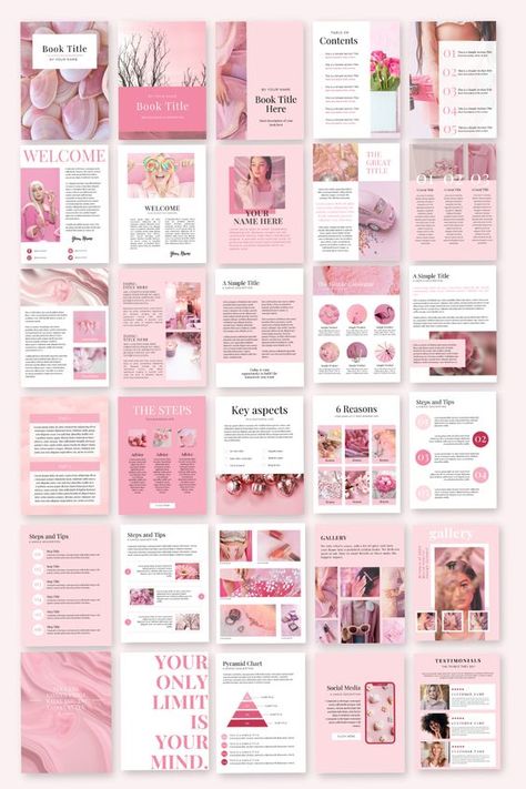 Canva Listing Template Mockup Pubmat Ideas Minimalist, Ebook Template Design Canva, Pink Planner Aesthetic, E Book Design Layout, Canva Aesthetic Template, Ebook Designs Layout, Business Model Canvas Templates, Ebook Design Layout, Template For Ppt