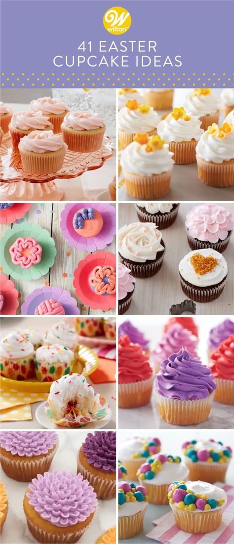 Easter Cupcakes Decoration Simple, Floral Decorated Cupcakes, Easter Cupcake Flavors, Elaborate Cupcakes, Cute Cupcake Ideas, Cute Easter Cupcakes, Easter Cupcake Ideas, Easter Cupcake Recipes, Baking Easter