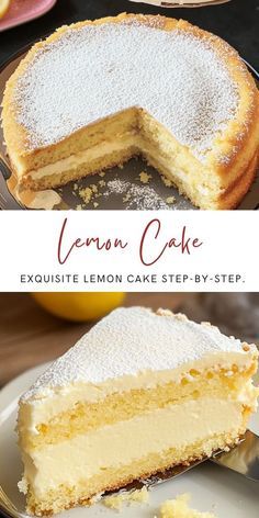 Famous Italian Lemon Cake Ingredients: For the Lemon Custard Filling: 1 egg A pinch of salt 50 grams (3 tablespoons) sugar 40 grams (3 tablespoons) cornstarch 300 ml (1 1/2 cups / 10.5 oz) milk Zest of one lemon Juice of one lemon #Lemon #Cake Lemon Custard Filling, Italian Lemon Cake, Lemon Custard, Lemon Cake Recipe, Lemon Dessert Recipes, Custard Filling, Lemon Desserts, Baking Sweets, Lemon Recipes