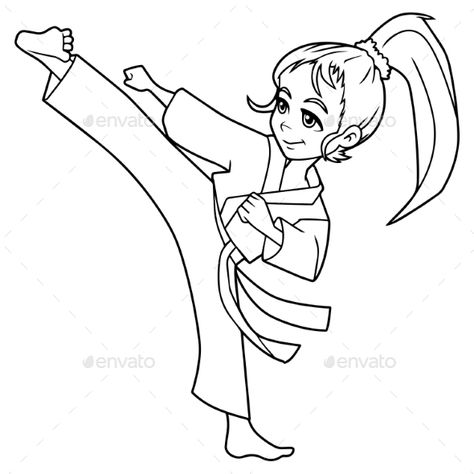 Karate Kick Girl Line Art #Kick, #Karate, #Girl, #Art Girl Exercising, Dover Coloring Pages, Art Psychology, Karate Kick, Line Art Illustration, Karate Girl, Abstract Line Art, Cartoon Pics, Free Illustrations