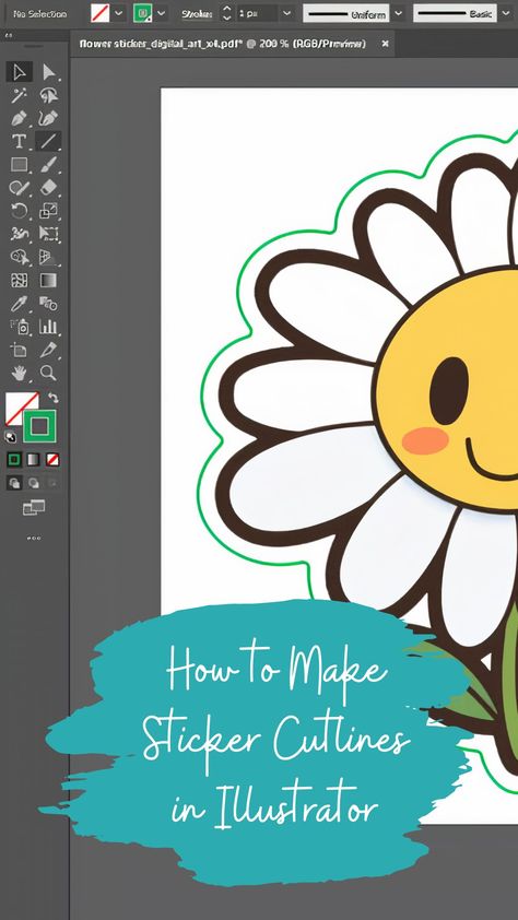 How To Make Stickers With Adobe Illustrator, Digital Art Adobe Illustrator, How To Use Illustrator, Adobe Illustrator Stickers, How To Create Stickers, Adobe Illustrator Design Ideas, Adobe Illustrator Hacks, Adobe Illustrator Ideas Graphic Design, Stickers Outline