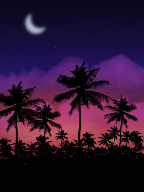 #procreate #palmtrees #sunset #beginnerart Trees At Night, Procreate Ipad Tutorials, Ipad Tutorials, Beginner Art, Procreate Ipad, Drawing For Beginners, Palm Trees, At Night, Trees