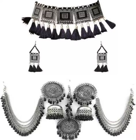 Ratmanee Alloy Jewel Set Price in India - Buy Ratmanee Alloy Jewel Set Online at Best Prices in India | Flipkart.com Guttapusalu Necklace, Necklace Princess, Oxidised Silver Jewelry, Long Pearl Earrings, Classy Earrings, Doll Jewelry, Jewellery Sets, Classic Earrings, Indian Heritage