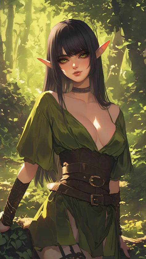 Anime Elf, Female Elf, Forest Elf, Elf Art, Dungeons And Dragons Characters, Digital Art Girl, Dnd Characters, Character Portraits, Fantasy Character Design