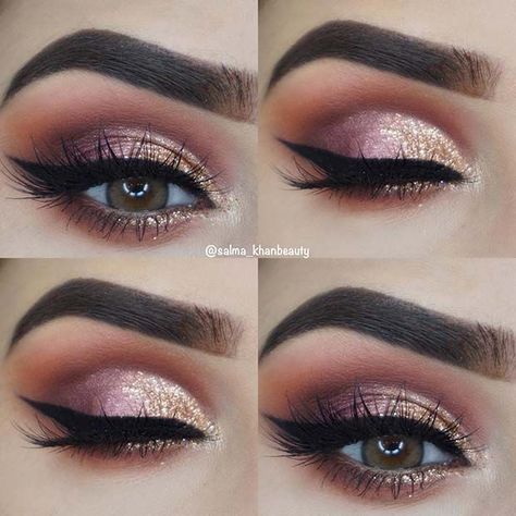 (paid link) creates colorful Makeup Look looks through. Eye Makeup Idea, Trucco Glam, Make Up Diy, Silver Eye Makeup, Nye Makeup, Make Up Gold, Gold Eye Makeup, Pink Eye Makeup, Joe Perry